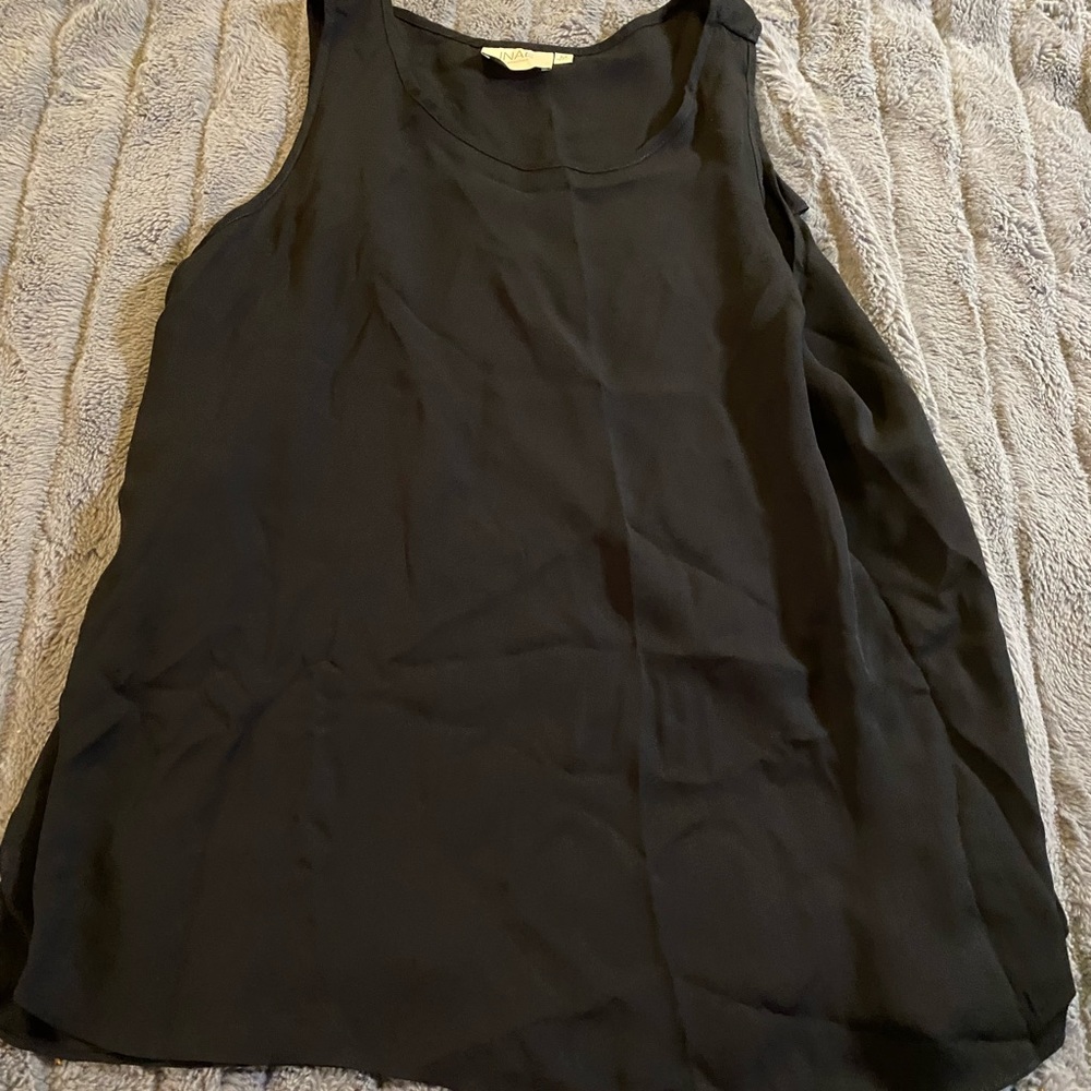 INAE Size Medium Black Sheer Tank Top- Criss Cross Back